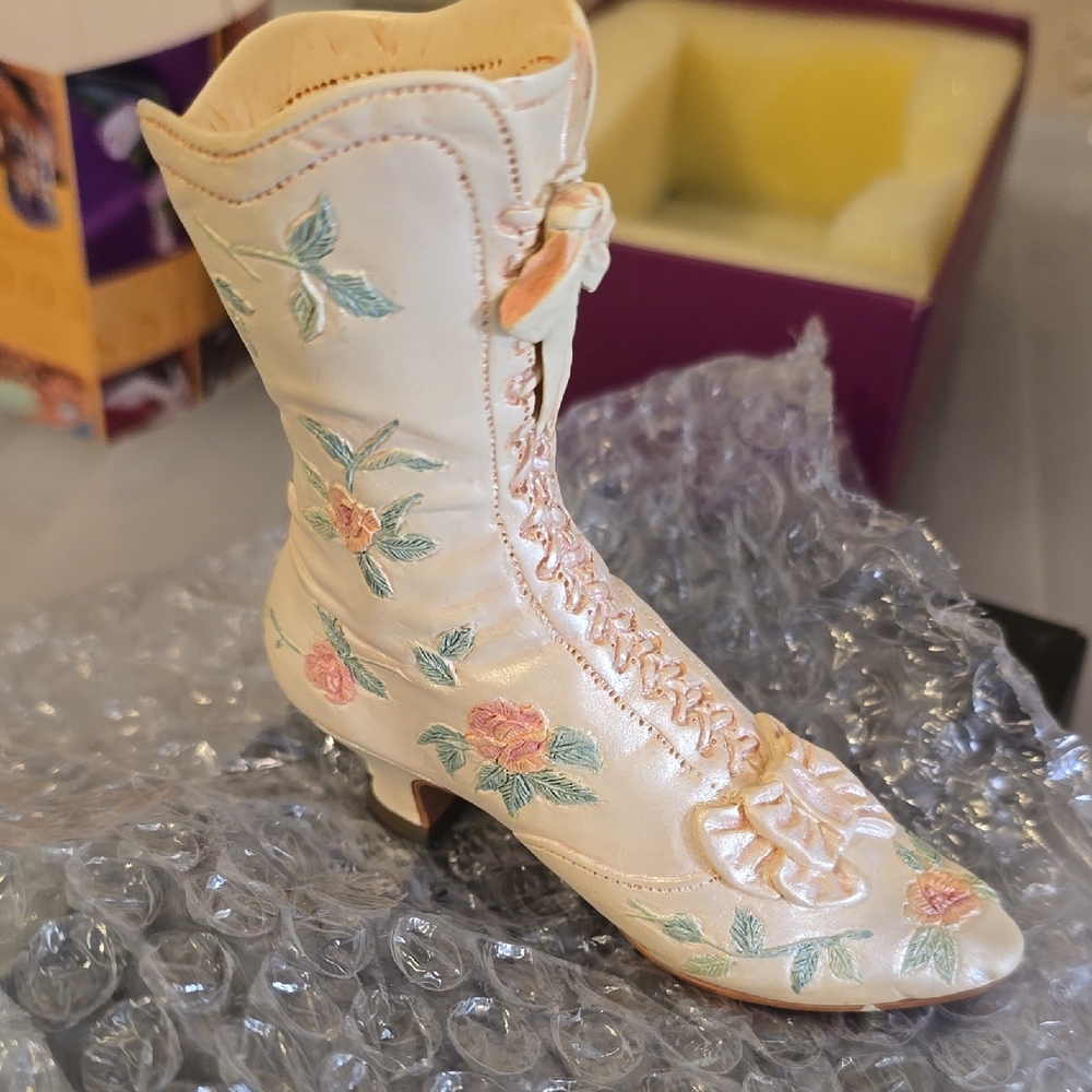 Just The Right Shoe Cream Floral Lace-Up Boot
